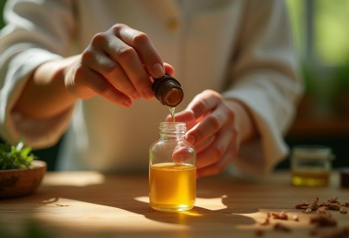 Image showing someone handcrafting natural cosmetic products in a clean workshop