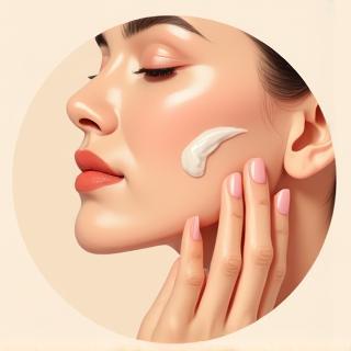 Image illustrating gently massaging serum into the face